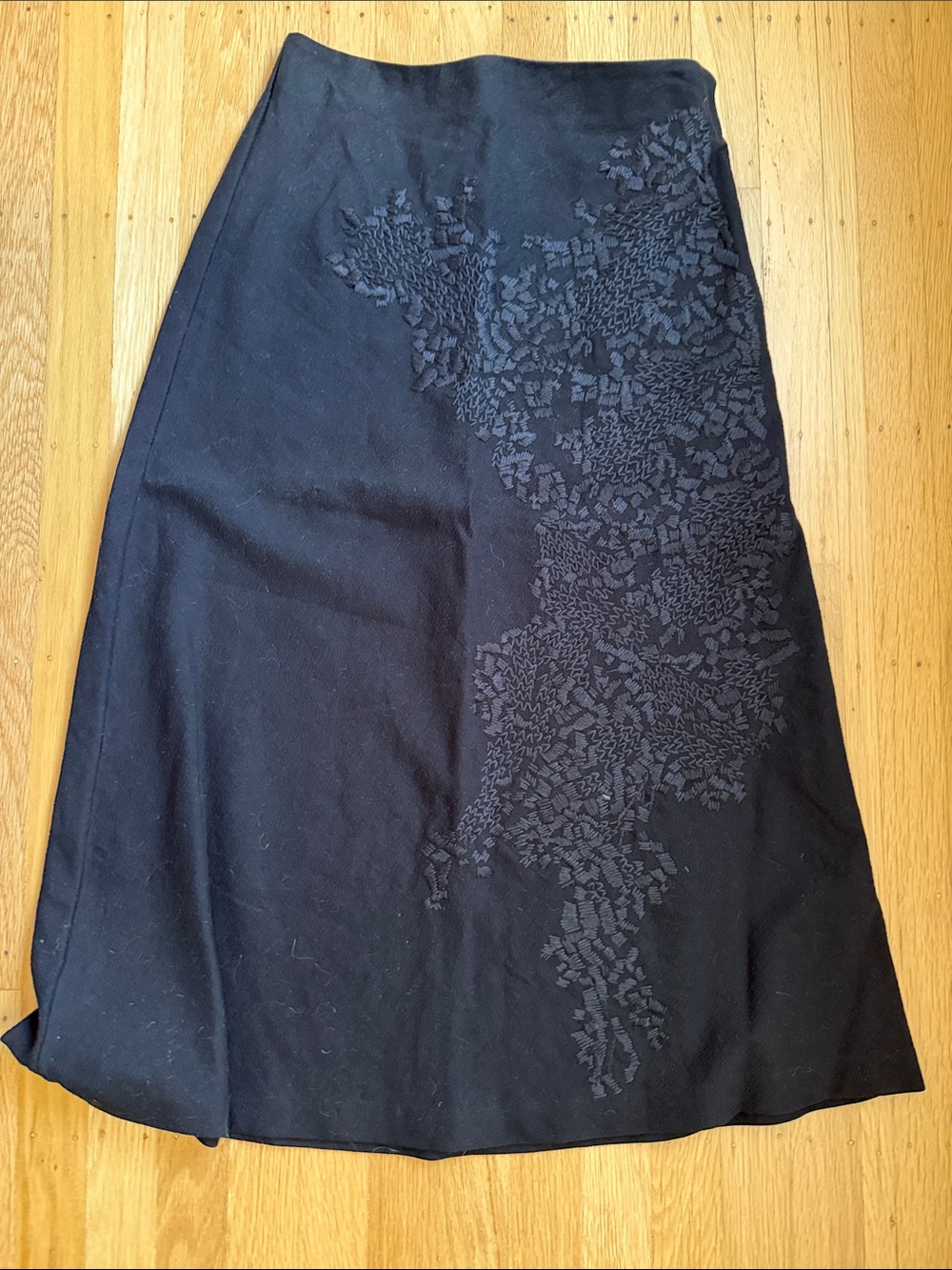 Zara Black A-Line Skirt with Subtle Floral Texture
